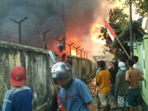 Kabel di Gudang PLN Tanjung Karang Kebakaran