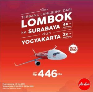 Kabar Gembira, Air Asia Tambah Rute Penerbangan Ke Lombok