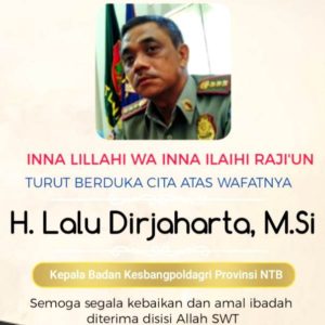Kepala Bakesbangpoldagri NTB, Lalu Dirjaharta, Tutup Usia
