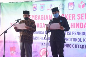 Dua Bapaslon Bupati dan Wabup Lombok Utara Deklarasi Pilkada Patuh Protokol Covid-19