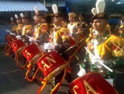 Kirab drumband dari semua Akademi Militer, meramaikan Upacara Pelepasan